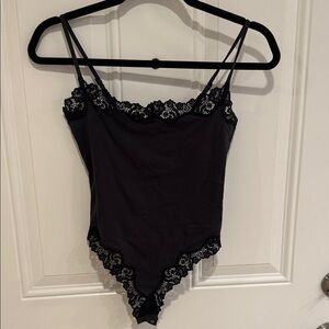 Skims Black Lace Trim Bodysuit